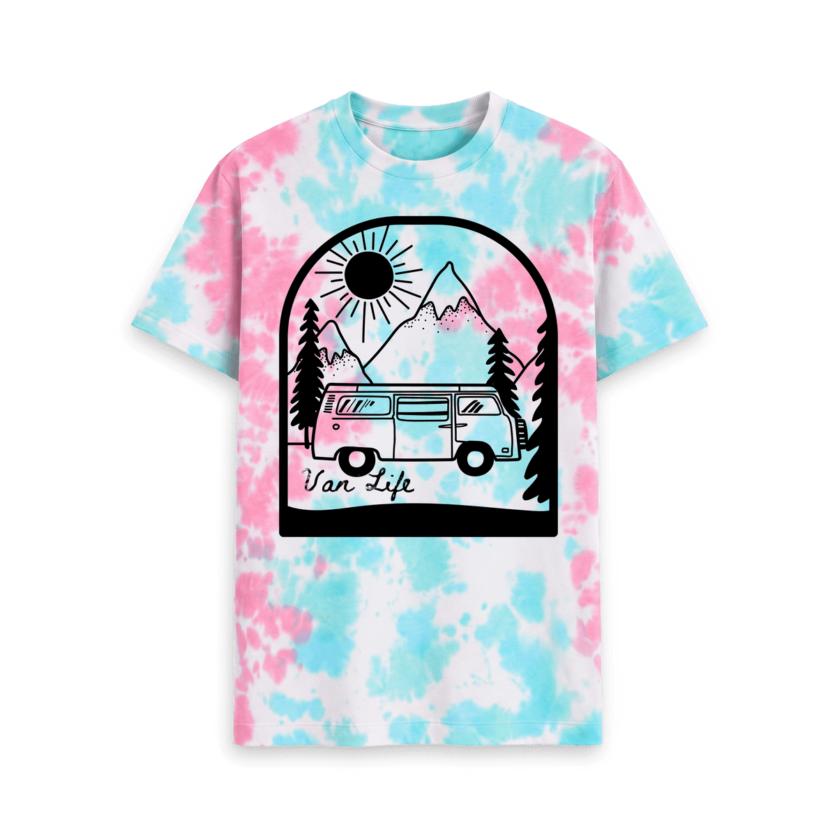 Pastel Tie Dye Printed Premium T-Shirt Front