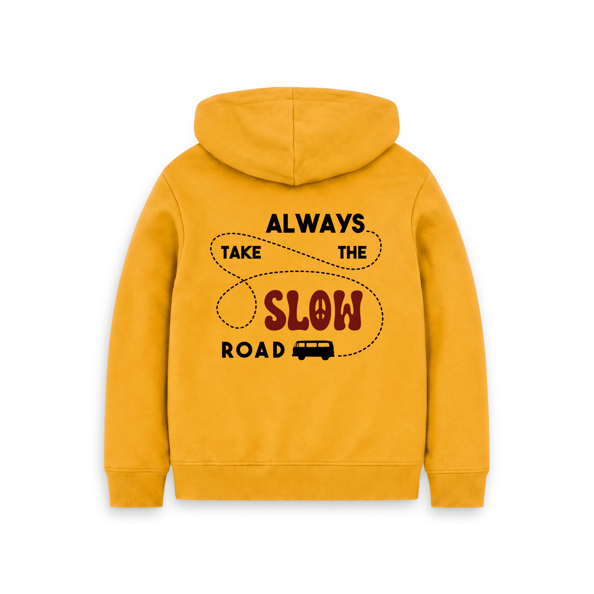 Mustard Printed Kids Hoodie Back