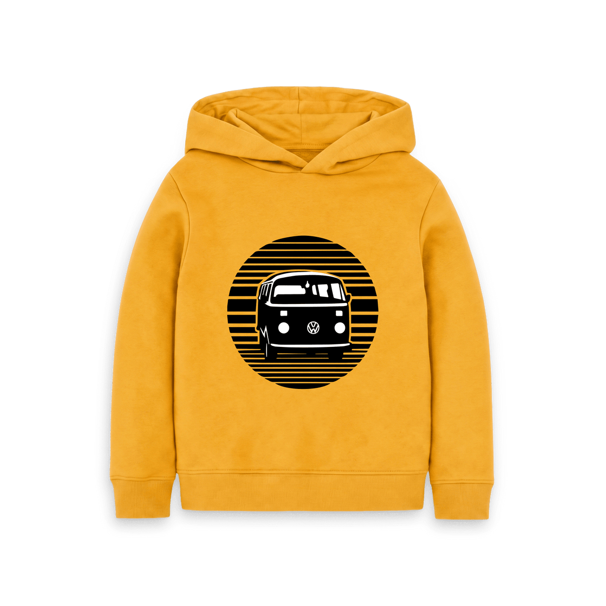 Mustard Printed Kids Hoodie Front