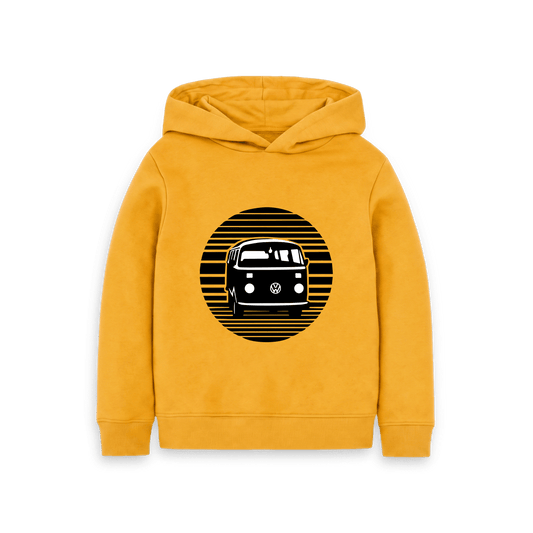 Mustard Printed Kids Hoodie Front